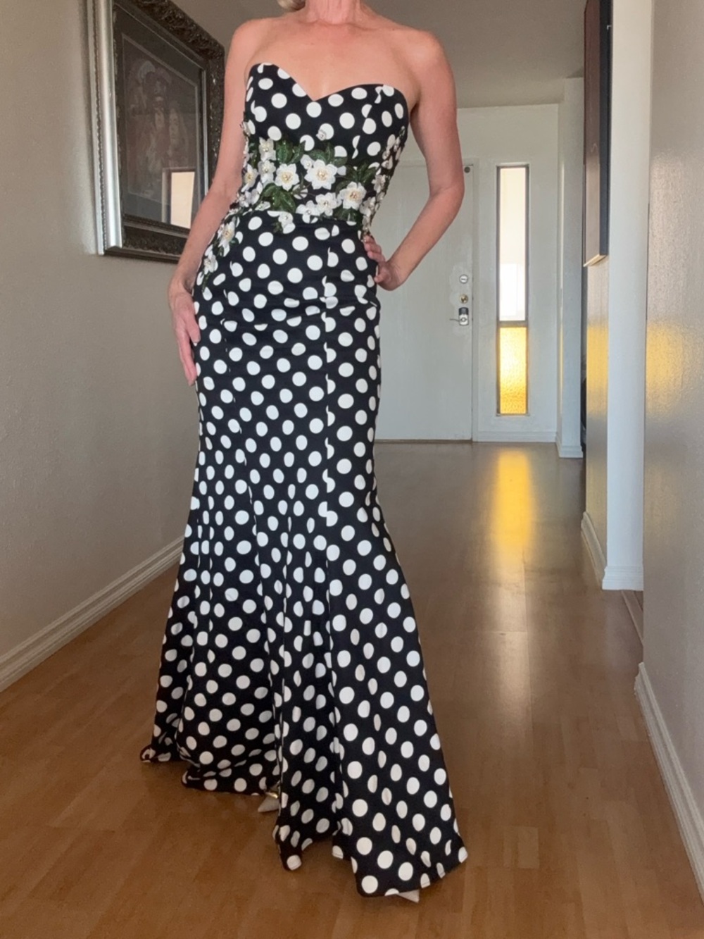 Jovani Polka Dot Strapless Mermaid Gown Dress 4 $675 fishtail